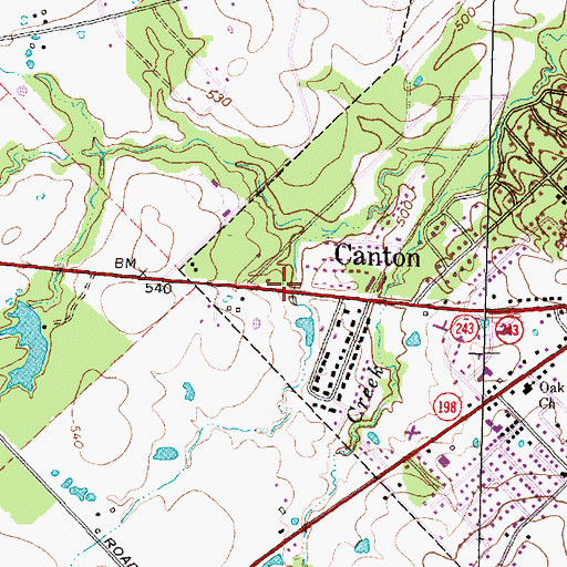 Topographic Map of Saint Justins Episcopal Church, TX