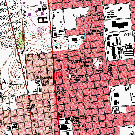 Topographic Map of Queen City Church of God in Christ, TX