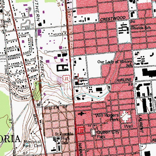 Topographic Map of Grace Lutheran Church, TX