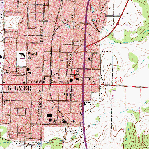 Topographic Map of Cherokee Baptist Church, TX