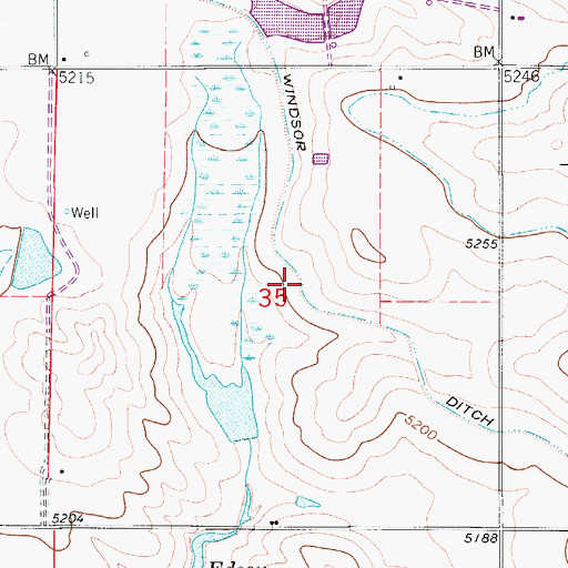 Topographic Map of Windsor Ditch, CO