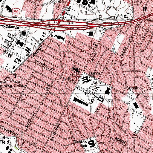 Topographic Map of United Methodist Church Memorial, TX