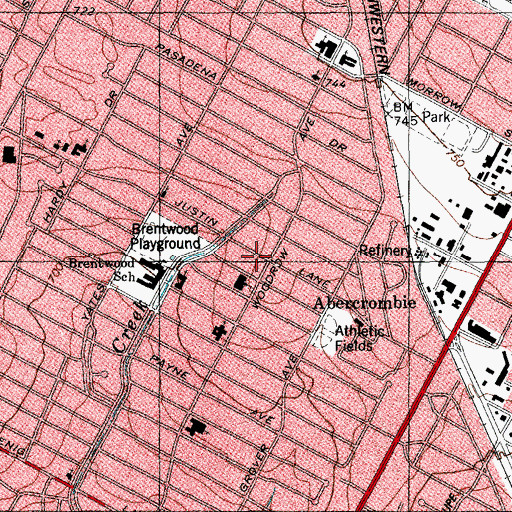Topographic Map of First Cumberland Presbyterian Church, TX