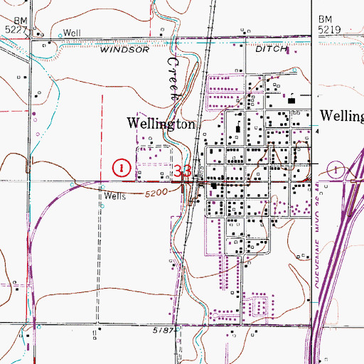Topographic Map of Wellington, CO