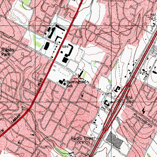 Topographic Map of Austin Spanish Seventh Day Adventist Church, TX