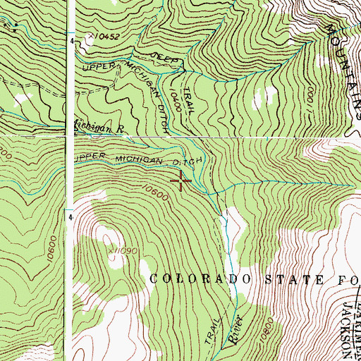 Topographic Map of Upper Michigan Ditch, CO