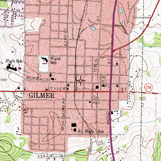 Topographic Map of First Baptist Church, TX