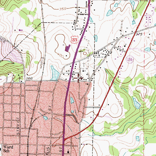 Topographic Map of Mount Gilead Baptist Church, TX