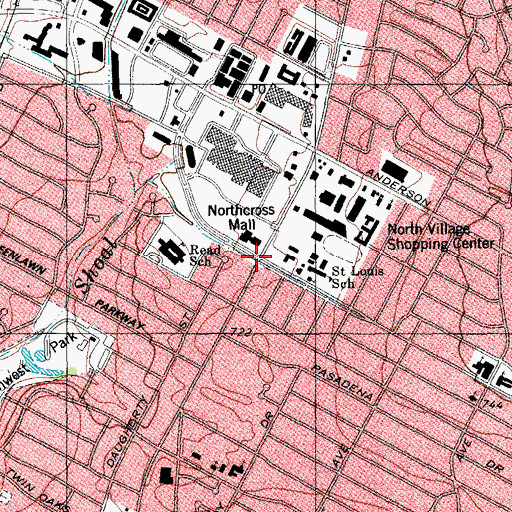 Topographic Map of Saint Louis Catholic Church, TX