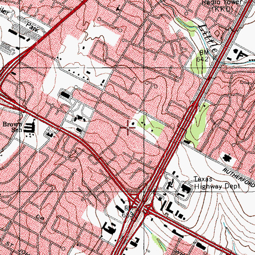 Topographic Map of Church of Christ, TX