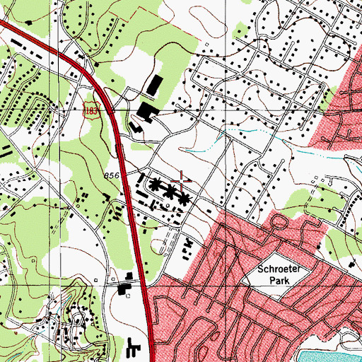 Topographic Map of First Church of God, TX
