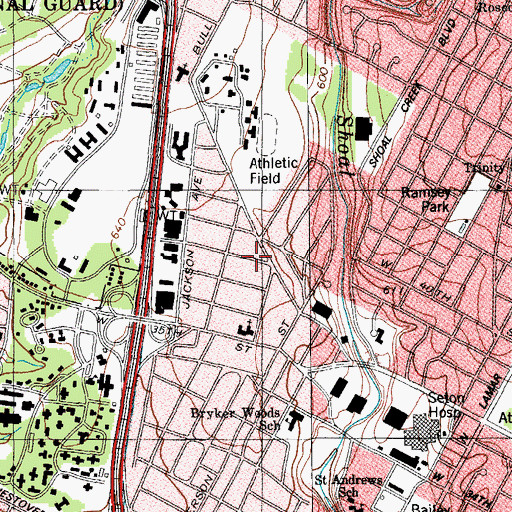 Topographic Map of Mims Chapel Church of God in Christ, TX