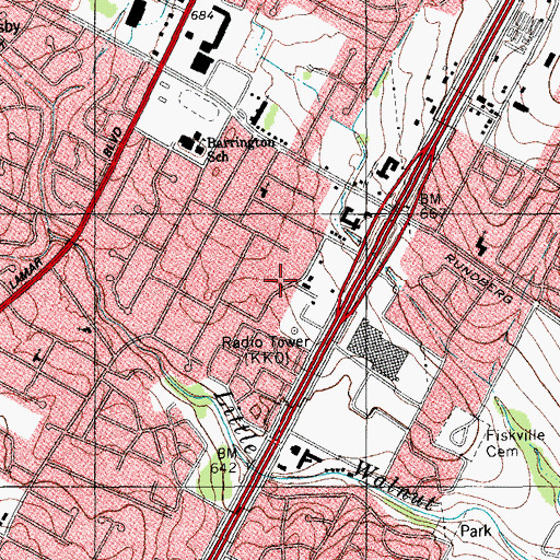Topographic Map of Jehovahs Witnesses North Spanish Church, TX