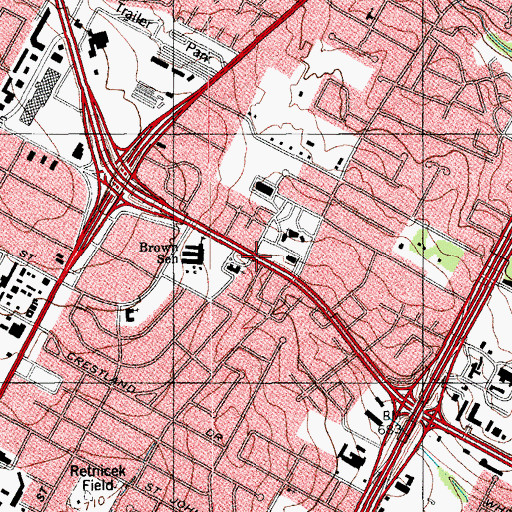 Topographic Map of Gethsemane Lutheran Church, TX