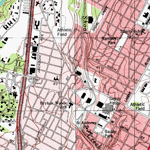 Topographic Map of Asbury United Methodist Church, TX