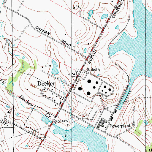Topographic Map of Decker United Methodist Church, TX