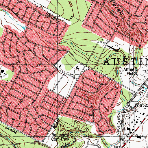 Topographic Map of Milwood Baptist Church, TX