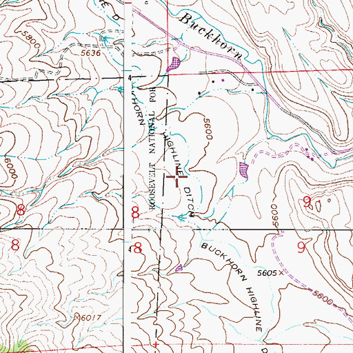 Topographic Map of Buckhorn Highline Ditch, CO
