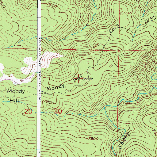 Topographic Map of Moody Hill, CO