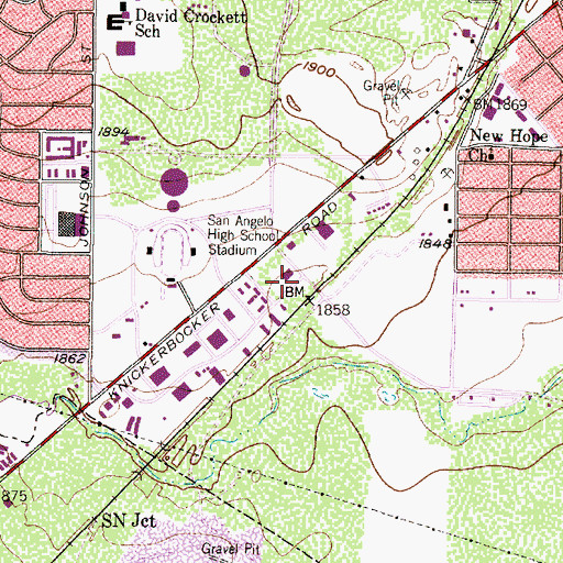 Topographic Map of Mount Calvary Fellowship Church, TX