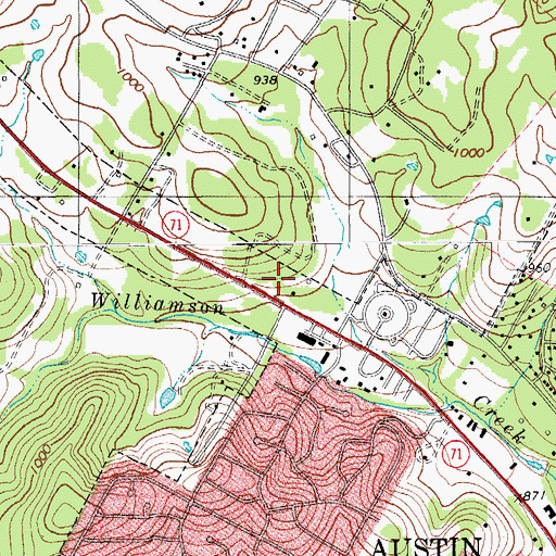 Topographic Map of Oak Hill Assembly of God Church, TX