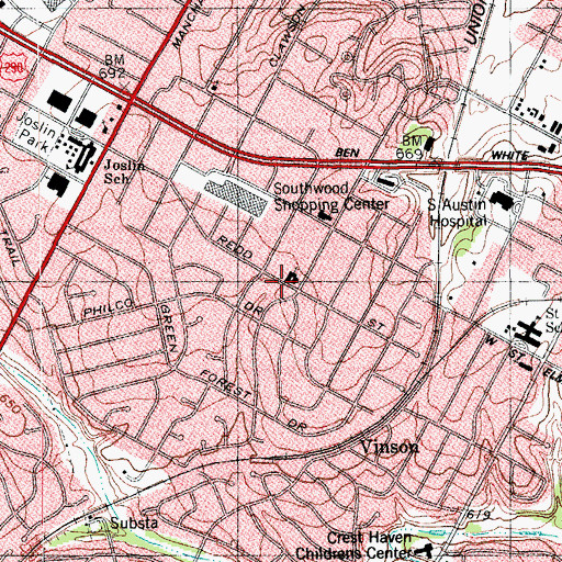 Topographic Map of Capitol City Baptist Church, TX