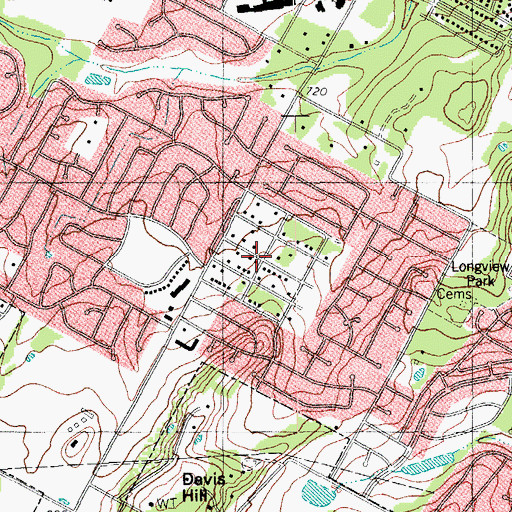 Topographic Map of Dunns Memorial Baptist Church, TX