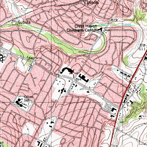 Topographic Map of Fairview Baptist Church, TX