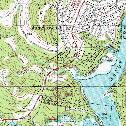 Topographic Map of First Baptist Church - Jonestown, TX