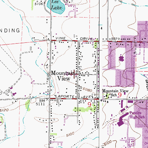 Topographic Map of Mountain View, CO