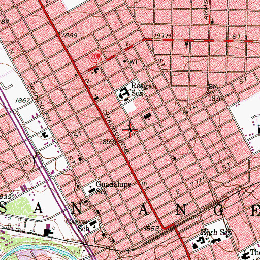 Topographic Map of Church of God, TX