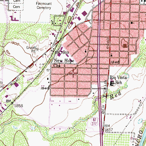 Topographic Map of New Jerusalem Church of God in Christ, TX