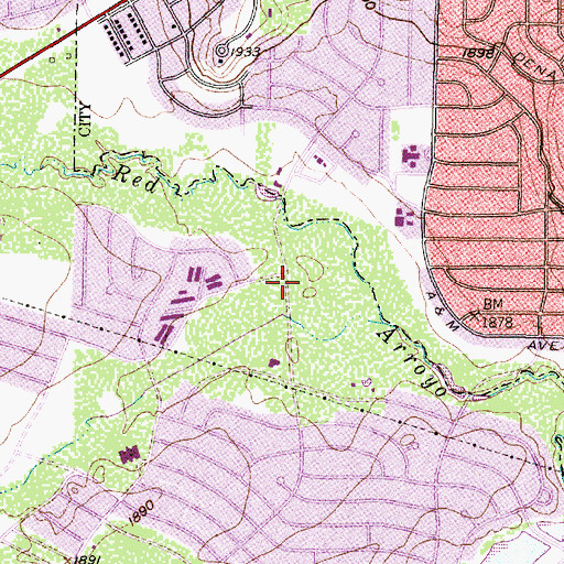 Topographic Map of Calvary Lutheran Church, TX