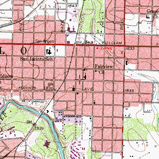 Topographic Map of Day Memorial United Methodist Church, TX
