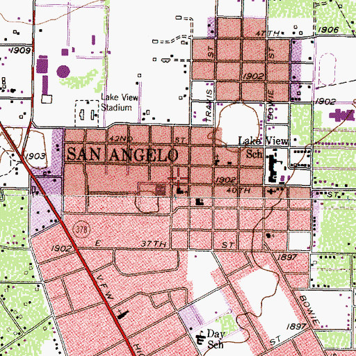 Topographic Map of Lake View United Methodist Church, TX