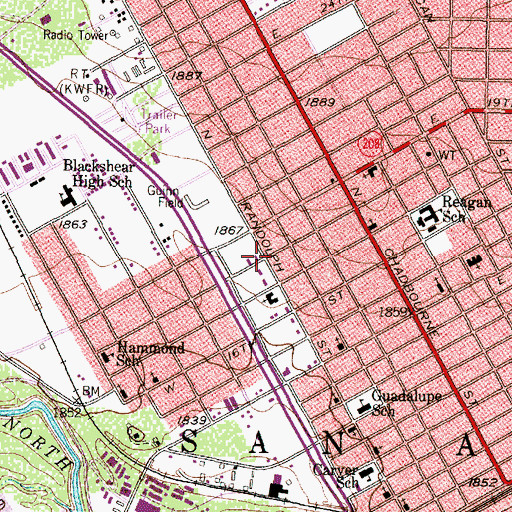 Topographic Map of Wesley United Methodist Church, TX