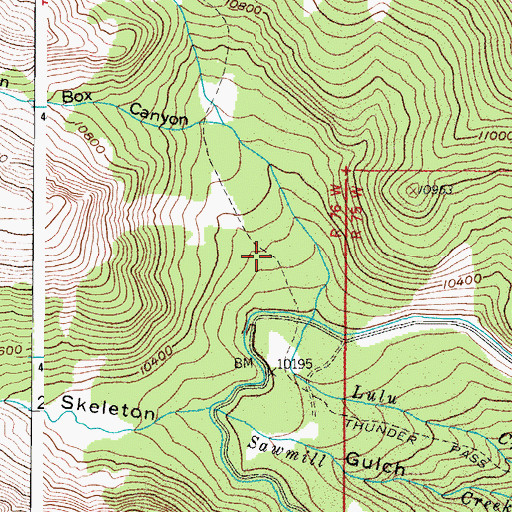 Topographic Map of Thunder Pass Trail, CO