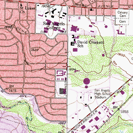 Topographic Map of Saint Mark Presbyterian Church, TX