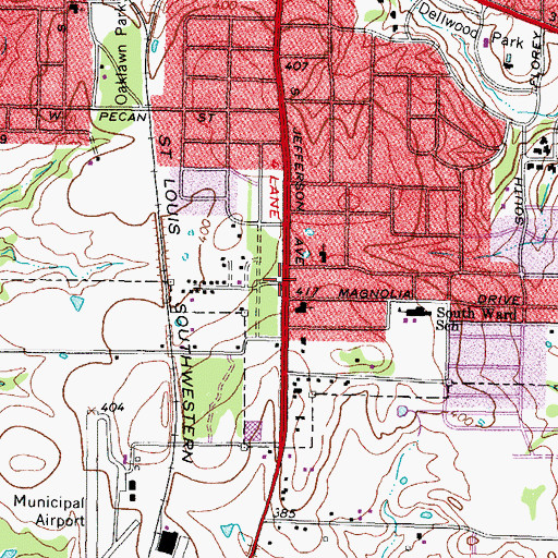 Topographic Map of South Jefferson Baptist Church, TX