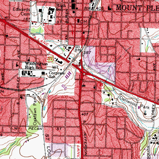 Topographic Map of Church of Christ, TX