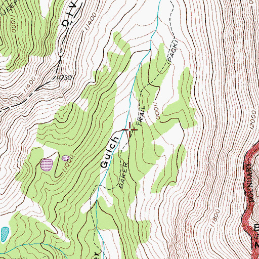 Topographic Map of Baker Trail, CO