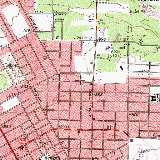 Topographic Map of Calvary Baptist Church, TX