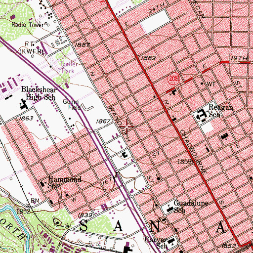 Topographic Map of Freewill First Missionary Baptist Church, TX