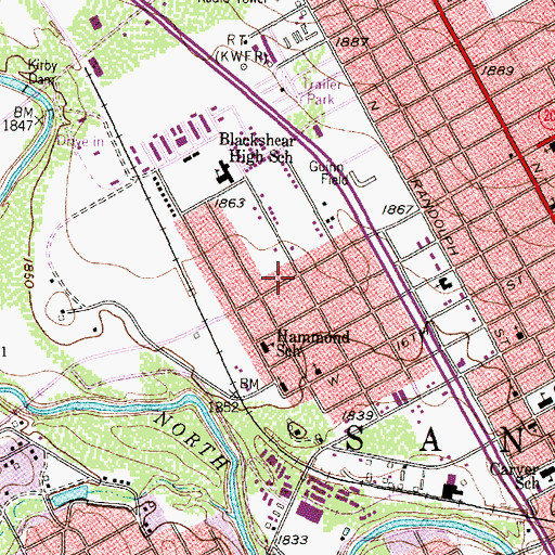 Topographic Map of Galilee Baptist Church, TX