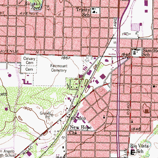 Topographic Map of Harvest Baptist Church, TX
