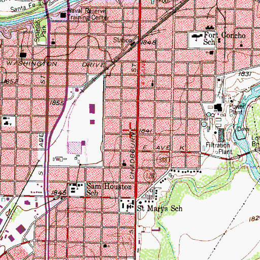 Topographic Map of Primera Iglesia Bautista, TX