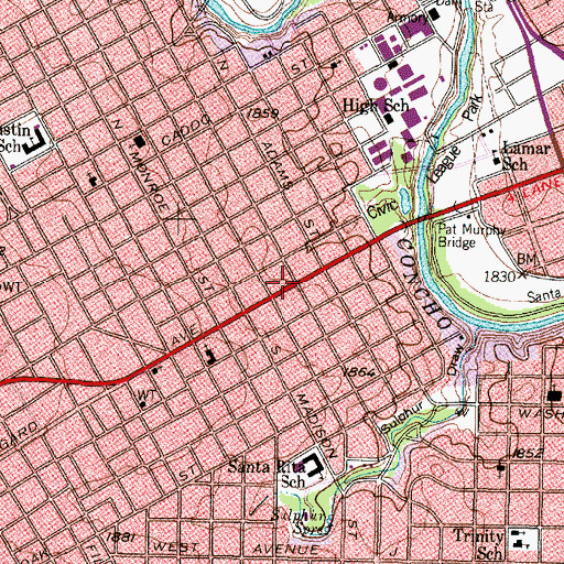 Topographic Map of River City Baptist Church, TX