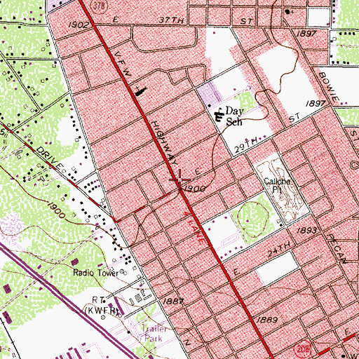 Topographic Map of Church of Christ, TX