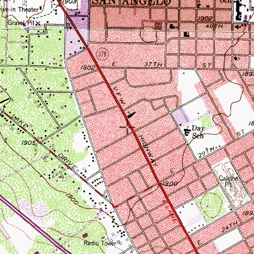 Topographic Map of North Chadbourne Church of Christ, TX