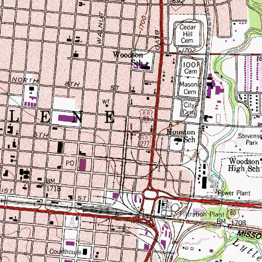 Topographic Map of United Methodist Church - Plum Street, TX